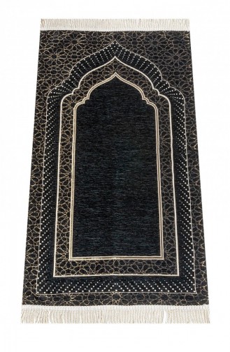 Mihrap Desenli Astarlı Şönil Seccade Siyah