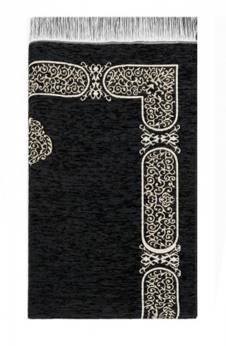 Kabe Desenli Şönil Seccade Siyah Renk