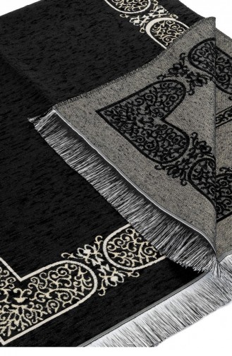 Kabe Desenli Şönil Seccade Siyah Renk