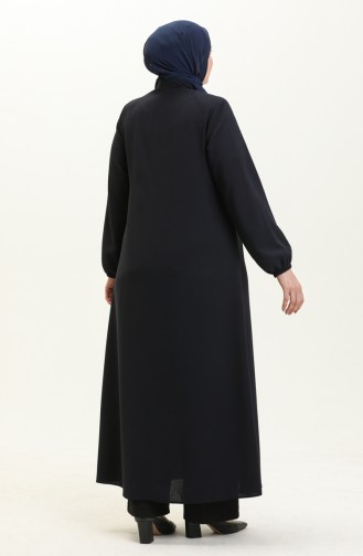 Plus Size Lace Up Abaya 3021-04 Navy Blue 3021-04