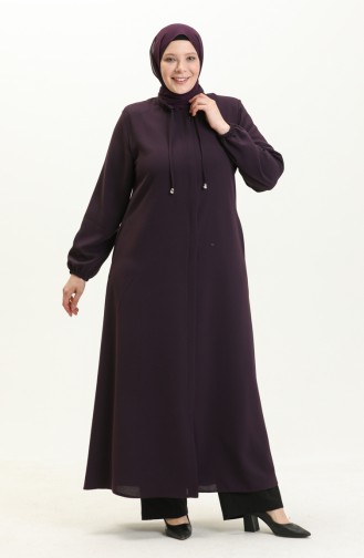 Abaya Grande Taille à Lacets 3021-05 Pourpre 3021-05