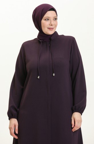 Abaya Grande Taille à Lacets 3021-05 Pourpre 3021-05