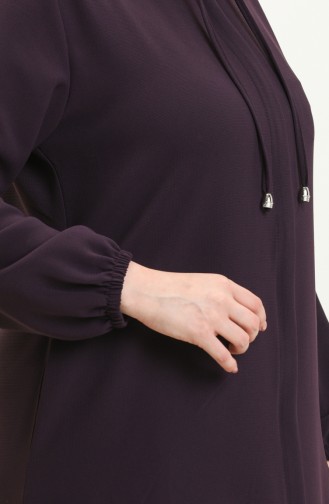 Abaya Grande Taille à Lacets 3021-05 Pourpre 3021-05