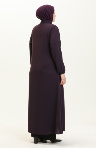 Abaya Grande Taille à Lacets 3021-05 Pourpre 3021-05