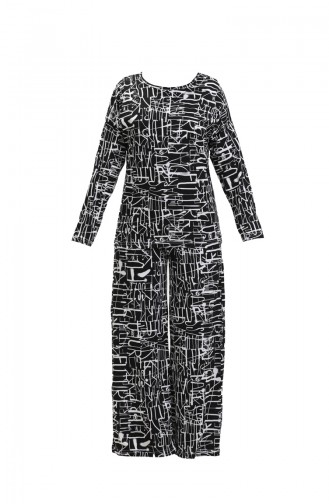 Akbeniz Kadın Penye Bol Paça Pijama Takım 4121 Siyah