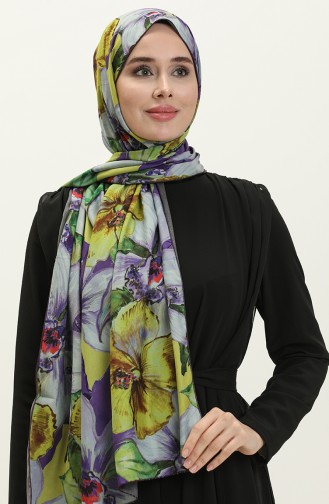 Aymina İpek Şifon Şal 8012-02 Mor Sarı