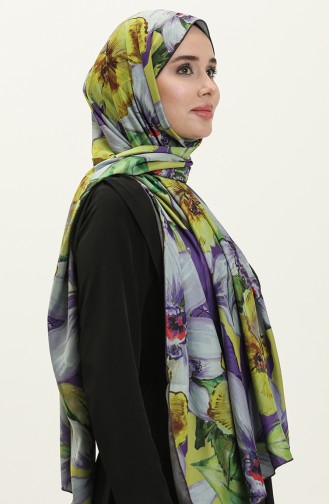 Aymina Seiden-Chiffon-Schal 8012-02 Lila-Gelb 8012-02