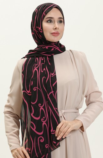 Aymina Châle en Mousseline de Soie 8012-04 Noir Rose 8012-04