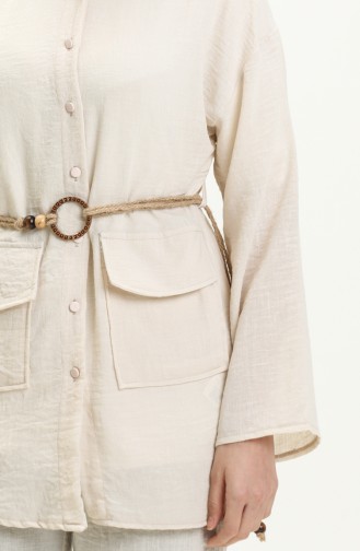 Belt Detailed Two Piece Suit 70030-02 Beige 70030-02