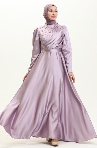 Pearl Satin Evening Dress 5650-01 Lilac 5650-01