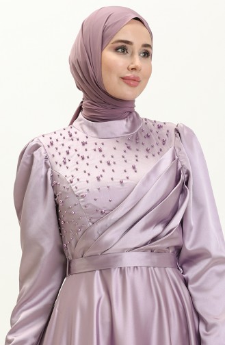 Pearl Satin Evening Dress 5650-01 Lilac 5650-01