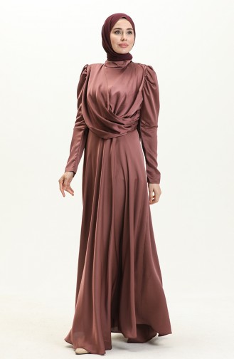 Draped Satin Evening Dress 6059-03 Dark Rose 6059-03