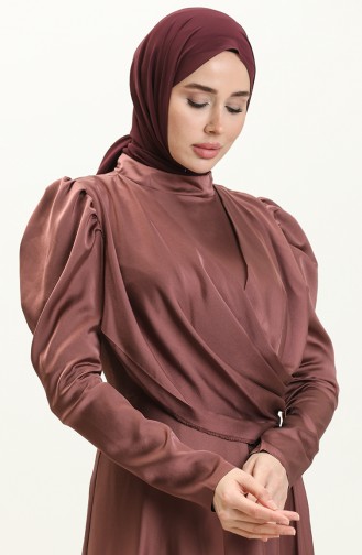 فستان سهرة ساتان بتصميم رايات 6059-03 وردي فاتح 6059-03