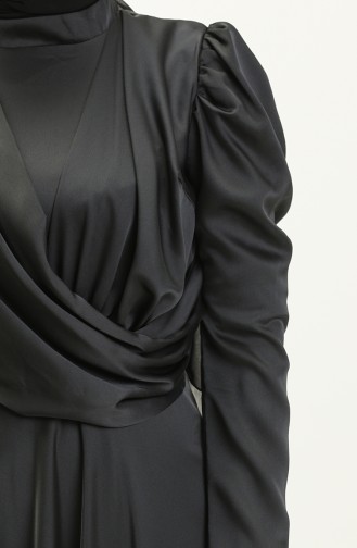فستان سهرة ساتان بتصميم رايات 6059-05 انترسيت غامق 6059-05