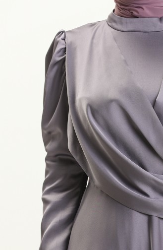 Robe de Soirée en Satin Drapée sur le Devant 6059-06 Lila 6059-06