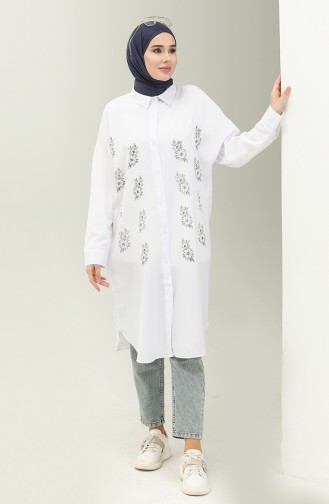 Embroidered Shirt Tunic 0125-06 white 0125-06