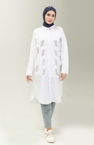 Embroidered Shirt Tunic 0125-06 white 0125-06