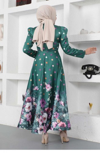 Emerald Green Hijab Evening Dress 14436