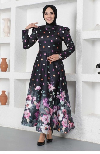 Black Hijab Evening Dress 14437