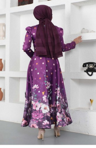 Plum Hijab Evening Dress 14438
