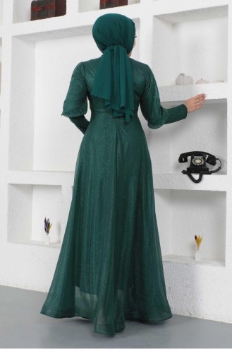 Emerald Green Hijab Evening Dress 14449