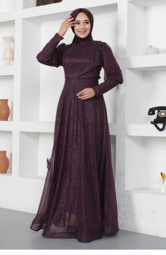 Purple Hijab Evening Dress 14451