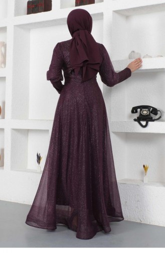 Purple Hijab Evening Dress 14451