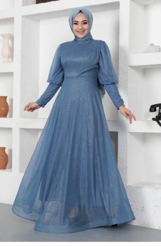 Blau Hijab-Abendkleider 14453