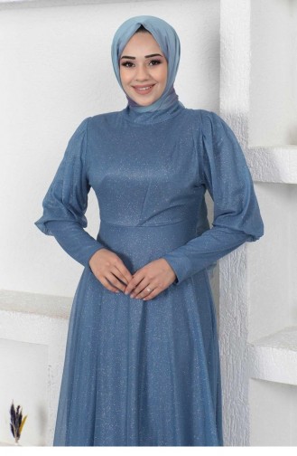 Blau Hijab-Abendkleider 14453