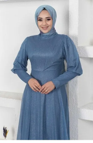 Blau Hijab-Abendkleider 14453