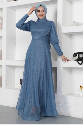 Blau Hijab-Abendkleider 14453