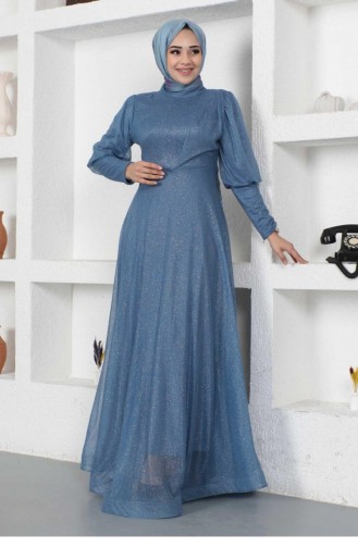 Blau Hijab-Abendkleider 14453