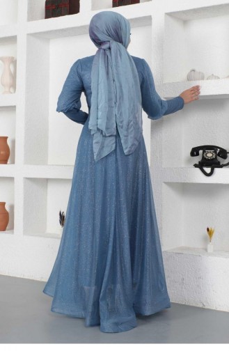 Blau Hijab-Abendkleider 14453