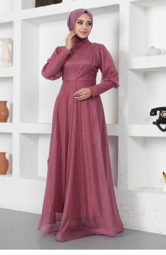 Beige-Rose Hijab-Abendkleider 14455