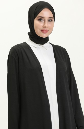 Mevsimlik Sade Uzun Hırka 8585-01 Siyah