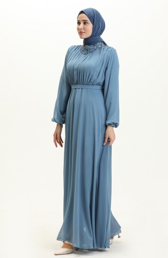 Indigo Hijab Evening Dress 2224