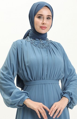 Indigo Hijab Evening Dress 2224