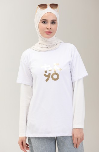 Baskılı Tshirt 2000-03 Beyaz