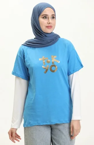 Baskılı Tshirt 2000-07 Mavi