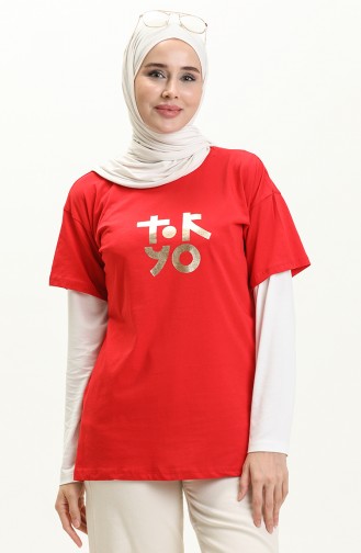 Printed T-shirt 2000-08 Red 2000-08