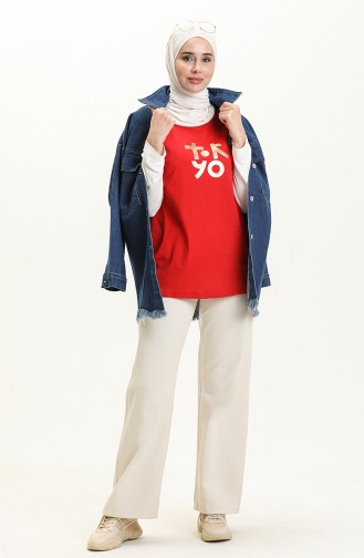 Printed T-shirt 2000-08 Red 2000-08