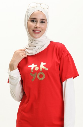 Printed T-shirt 2000-08 Red 2000-08
