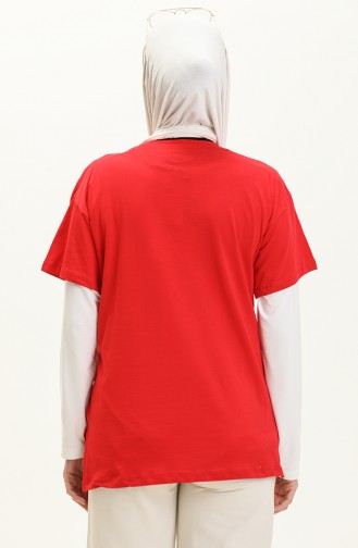 Baskılı Tshirt 2000-08 Kırmızı