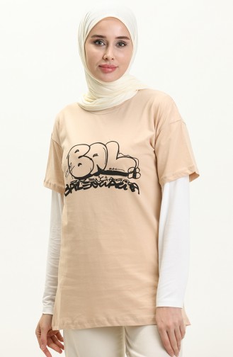 Baskılı Tshirt 2001-02 Bej