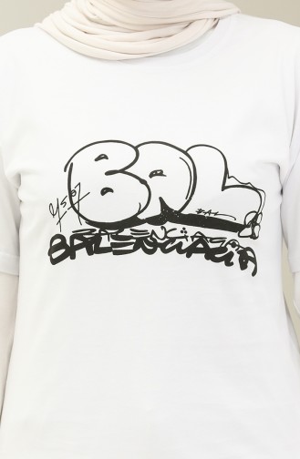 Baskılı Tshirt 2001-04 Beyaz