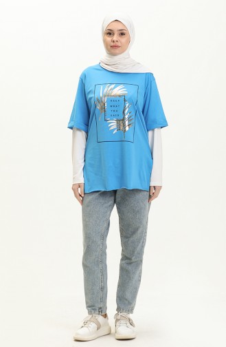 Bedrucktes Tshirt 2002-01 Blau 2002-01