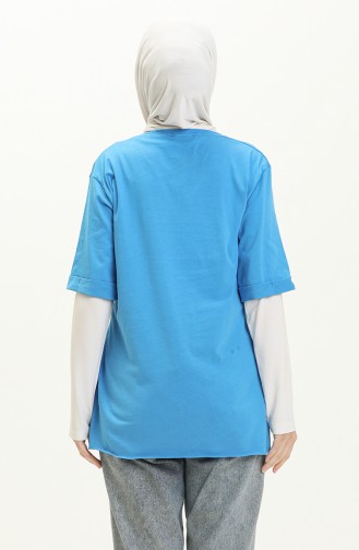 Baskılı Tshirt 2002-01 Mavi