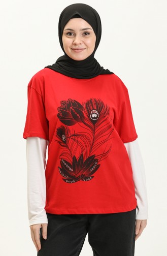 Printed T-shirt 2007-04 Red 2007-04