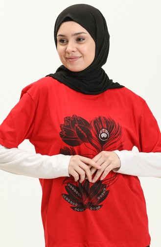 Printed T-shirt 2007-04 Red 2007-04