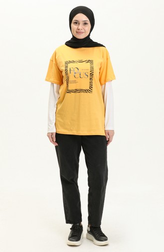 Printed T-shirt 2008-02 Yellow 2008-02